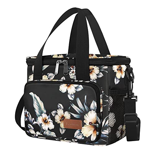 Femuar Lunch Bags for Women/Men, Insulated Lunch Bag for Work Office Picnic - Lunch Cooler Bag Leakproof Lunch Box with Adjustable Shoulder Strap - Hibiscus - color: Hibiscus, size: Medium Size