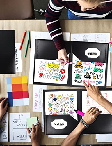 SUNEE 2 Pocket Folders (6 Pack, Black) Heavy Duty Plastic Folders with Pockets Fit Letter-Size Papers, Two-Pocket Poly Folder Bulk for School, College, Office - color: Black, style: 6-Pack