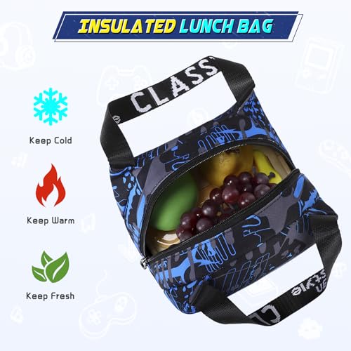 Scothen Boys Backpack, Cool Luminous School Backpacks for Boys with Lunch Bag Pencil Case, Kids Backpack Kindergarten Elementary Middle School Book Bags for Teen Boy Children with USB Charging Port - color: Blue Musicer