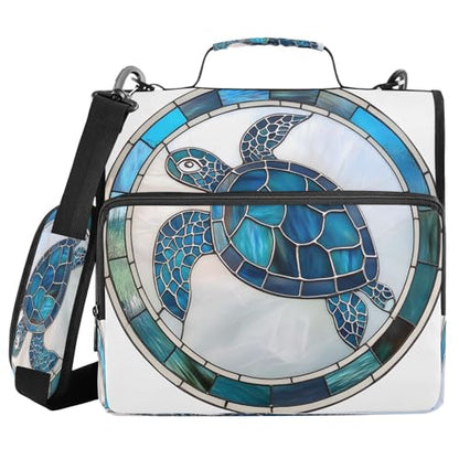 3 Ring Zipper Binder Blue Sea Turtle Binders Bag with Shoulder Strap 500 Sheets Paper Organizer Trapper Keeper Documents Storage File Folder for School Office - color: A439