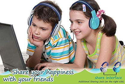 SIMOLIO 2 Pack Wireless Kids Headphones with Share Port & Mic, 75/85/94dB Volume Limit for Toddler Teens, Bluetooth 6.0, Foldable Over-Ear Headphones with Travel Case for iPad Tablet School Airplane - color: Mint & Grey