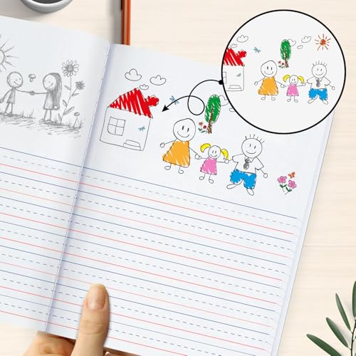 Rosmonde 5 Pack Primary Composition Notebook, 200 Pages (100 Sheets), Drawing Story Journal Writing Notebook, 9-3/4 x 7-1/2, Primary Composition Notebooks, Grades K-2, With Header For Drawing - size: 5 Pack