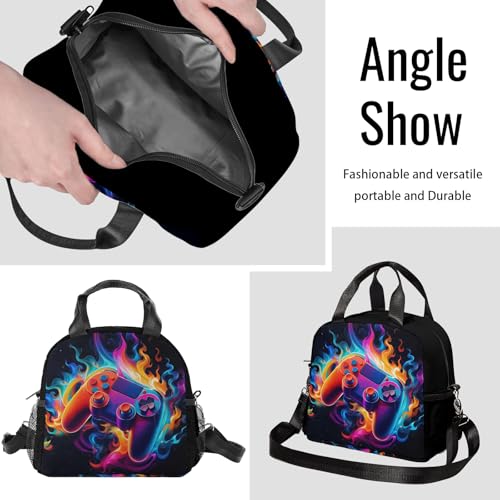 Game Lunch Bag Reusable Insulated Lunch Box Large Capacity Meal Tote for Kids Women Men Cooler Bag Waterproof Adjustable Shoulder Strap Gamer Lunch Tote for Work School Picnic Travel Hiking Office - color: Game08