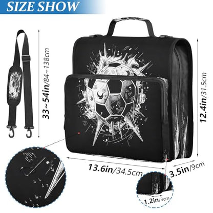3 Ring Zipper Binder Soccer Ball Binders Bag with Shoulder Strap 500 Sheets Paper Organizer Trapper Keeper Documents Storage File Folder for School Office - color: A1262