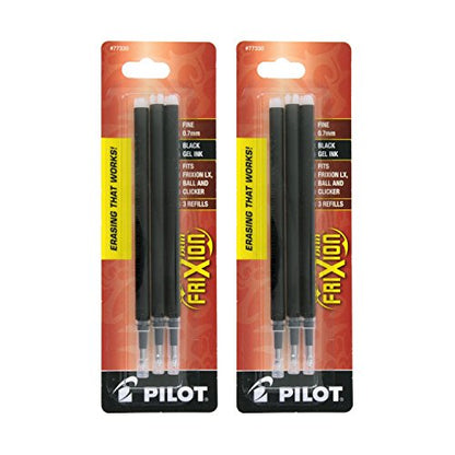 4PACK Pilot FriXion Gel Ink Erasable Pens Refill 3/pk Fine Black/Blue/Red(77335)