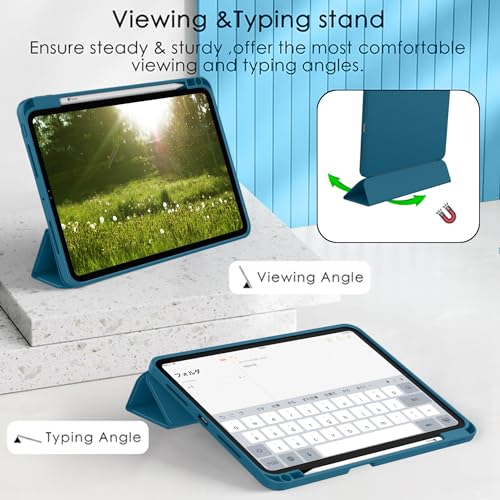 ZryXal iPad Pro 11 Inch Case (M5) 2025/ (M4) 2024 (Model: A2836/A2837/A3006), Trifold Stand Smart Cover with Pencil Holder and Soft TPU Back, Auto Wake/Sleep (New Teal) - color: New Teal