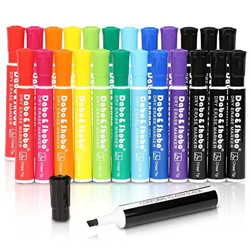 Dabo&Shobo Dry Erase Markers 24 Pack, 10 Assorted Colors With Low Odor Ink, Chisel Tip, Whiteboard Markers For Office - size: 1 Count (Pack of 24)