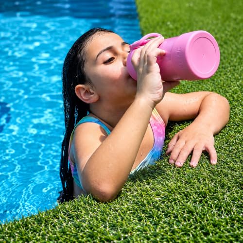 CHILLOUT LIFE 12oz Kids Insulated Stainless Steel Water Bottle with Leak Proof Straw Lid & 144 Stickers - color: Pink Sparkle, style: 12 oz