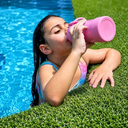 CHILLOUT LIFE 12oz Kids Insulated Stainless Steel Water Bottle with Leak Proof Straw Lid & 144 Stickers - color: Pink Sparkle, style: 12 oz