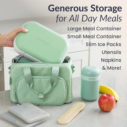 Bentgo Insulated Lunch Bag – Extra-Large Capacity Adult Lunch Bag with Shoulder Strap and External Storage Compartment, Durable, Lightweight, Ideal for Work, School, & Meals On the Go (Clay Green) - color: Clay Green