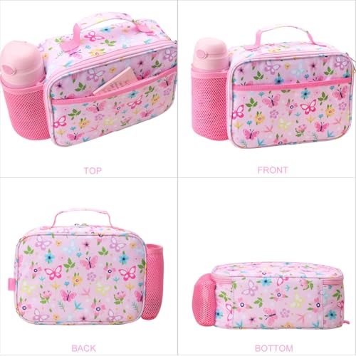 RHCPFOVR Kids Lunch Bag - Insulated Lunch Box for Boys Girls,Washable Lunch Bag and Reusable Toddler Leak-proof Lunchbox for School and Daycare - color: Pink Flowers