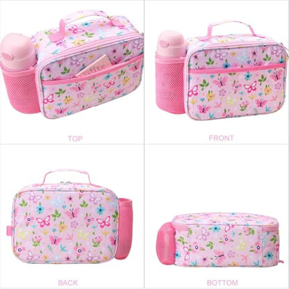 RHCPFOVR Kids Lunch Bag - Insulated Lunch Box for Boys Girls,Washable Lunch Bag and Reusable Toddler Leak-proof Lunchbox for School and Daycare - color: Pink Flowers