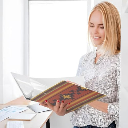 3 Ring Binder with Clipboard, D Rings Holds 200 Sheets, Heavy Duty Binders Folder for School Office, Waterproof PVC Cover with 3 Interior Clear Pockets, Southwestern Fall Pattern