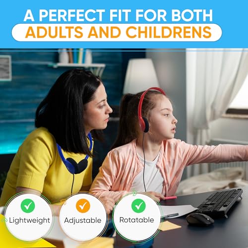 5 Pack Bulk Wired Headphones, On Ear with 3.5mm Jack, 4ft Tangle Free Cable, Comfortable Fit, Affordable and Cost Effective, Ideal for School Classroom Testing Students Events Groups, Black