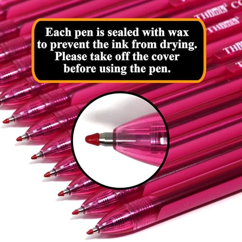 [24 Pens - Pink Ink] Think2 0.7mm CGI Retractable Gel Pens. (24 Pink) Medium Point Rollerball Pens with Smooth Quick Drying Ink. - color: Pink