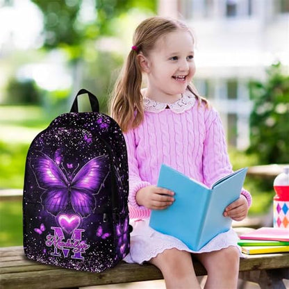 MyPupSocks Personalized School Backpack for Girls, Custom Butterfly Monogram Casual Daypacks Lunch Tote Bag Customized Kids Travel Book Bag Knapsack Schoolbag for Teens Boys Girls - color: Multi 17