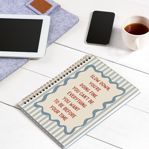 Inspirational Motivational A5 Spiral Notebook Gifts, Slow Down You Are Doing Fine Hardcover Daily Journal Notebooks Lined for School Office, Positive Affirmations Composition Notebook 5.5x8.3 - color: slow