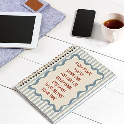 Inspirational Motivational A5 Spiral Notebook Gifts, Slow Down You Are Doing Fine Hardcover Daily Journal Notebooks Lined for School Office, Positive Affirmations Composition Notebook 5.5x8.3 - color: slow