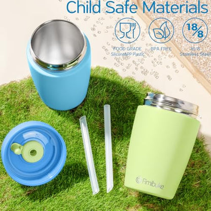 Fimibuke Kids & Toddler Cups Spill Proof, 12 OZ Insulated Sippy Cups for Toddlers Boys Girls, BPA-Free Toddler Straw Tumbler, Stainless Steel Kids Water Bottle with Twist Lids & Silicone Straw, 2 Pack - color: Strawberry & Mermaid