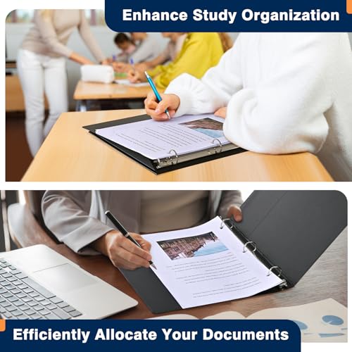 SUIN 1-inch 3 Ring Binder with Durable -Premium 1'' Binders with 3 Roung Ring, Large 200 Sheet Capacity, Fit 8.5" x 11" US Letter Size Paper (1'' -Black 12 Packs) - size: 1'' -Black 12 Packs