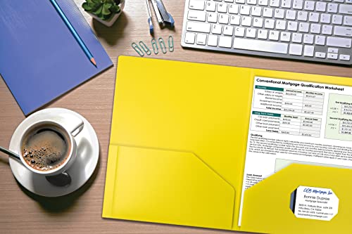 Better Office Products Heavyweight Plastic 2 Pocket Portfolio Folder, Letter Size Poly Folders 24 Pack (Yellow) - color: Yellow