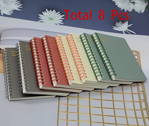 Yansanido Spiral Notebook, 8 Pcs 4 Color A6 Size Thick Plastic Hardcover 8mm Ruled Paper 80 Sheets (160 Pages) Journal for School and Office Supplies (8 Pcs A6) - size: 8 Pcs A6