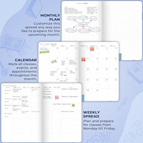 Clever Fox Teacher Planner, School & Homeschool Book, B5 Size Periwinkle | Undated, 7x10, lay-flat binding, heavy-duty hardcover, teacher lesson weekly & daily planner, homeschool supplies - color: Periwinkle, size: Smaller than A4 (7″ x 10″)