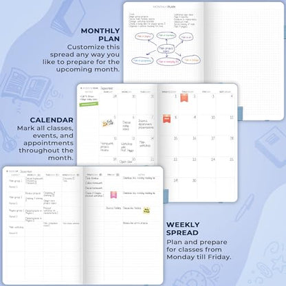 Clever Fox Teacher Planner, School & Homeschool Book, B5 Size Periwinkle | Undated, 7x10, lay-flat binding, heavy-duty hardcover, teacher lesson weekly & daily planner, homeschool supplies - color: Periwinkle, size: Smaller than A4 (7″ x 10″)