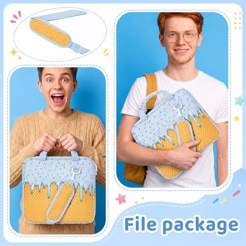 MiniInflat Baseball Drip Ice Cream Zippered Binder Bag with Handle 2-inch 3-Ring O-Ring, 600-sheet Capacity, Includes Zipper Pocket, Multi-Pocket Organizer Binder Sports(Ice Cream,Blue) - color: Blue, style: Ice Cream