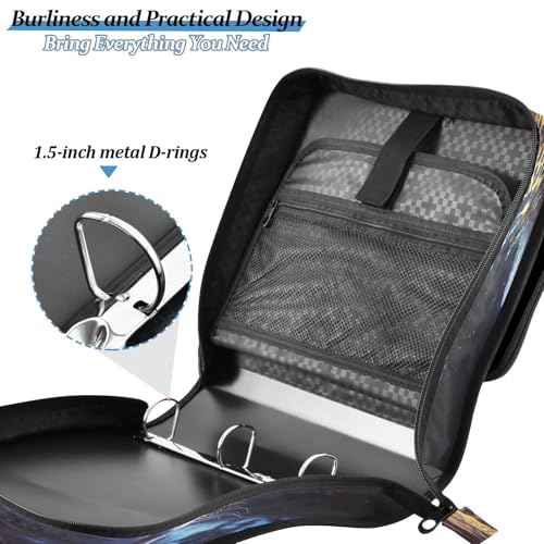 3 Ring Zipper Binder Leopard Binders Bag with Shoulder Strap 500 Sheets Paper Organizer Trapper Keeper Documents Storage File Folder for School Office - color: A939