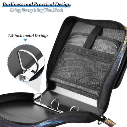 3 Ring Zipper Binder Leopard Binders Bag with Shoulder Strap 500 Sheets Paper Organizer Trapper Keeper Documents Storage File Folder for School Office - color: A939