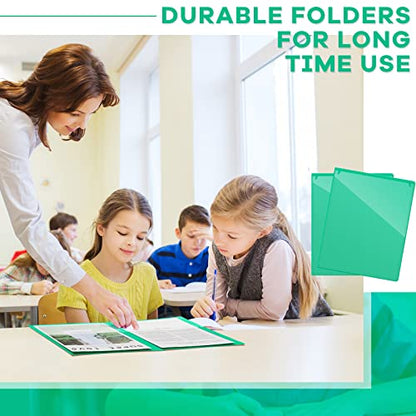 Henoyso 48 Pcs Folders Take Home Heavy Duty 2 Pocket Homework Folder for Students Parent Teacher Communication,11.8 x 9.45 Inch(Green) - color: Green