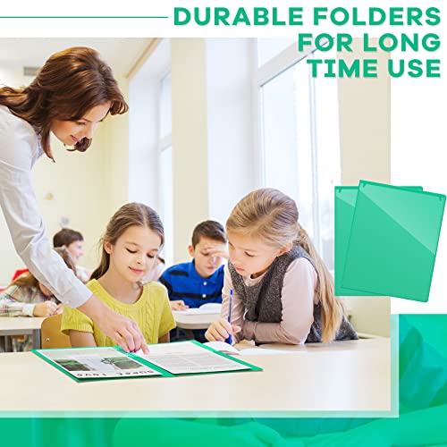 Henoyso 72 Pcs Plastic Take Home Folders with 2 Pockets Parent Teacher Classroom Communication Homework Folder for Students Parent Teacher Connect (Green) - color: Green