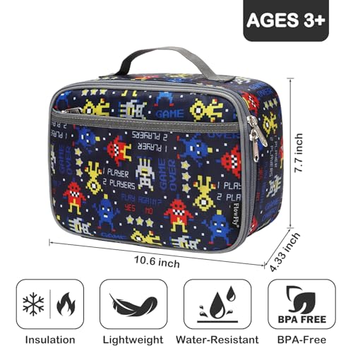 FlowFly Kids Lunch box Insulated Soft Bag Mini Cooler Back to School Thermal Meal Tote Kit for Girls, Boys, Robot - color: Robot