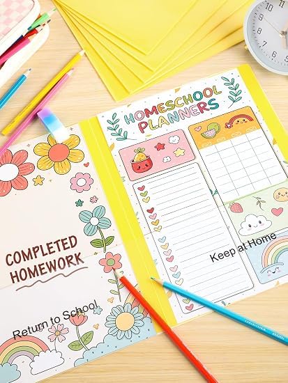 Apipi 24 Pcs Take Home Folders with Pockets for Elementary Students, Yellow | Durable Kindergarten Parent-Teacher Communication Plastic Folders, Back to School Teacher Supplies for Classroom - color: Yellow