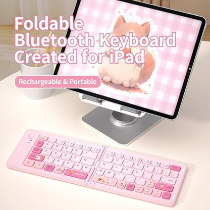 Foldable Compact Keyboard, Portable Bluetooth Keyboard with, Pocket-Sized Wireless Travel Keyboard, for iPad, iPhone, Smartphone, Tablet and Laptop