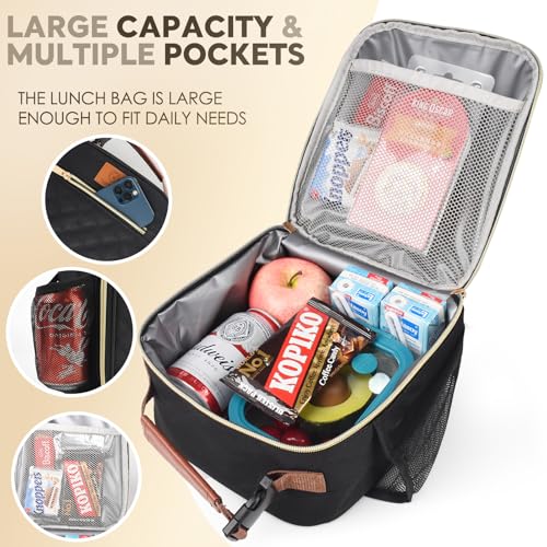 Genteen Kids Lunch Box Insulated Soft Mini Cooler with Bottle Holder, Lightweight Reusable Easy-Clean Lunch bag for Girls, Boys Back to School-Black - color: Black