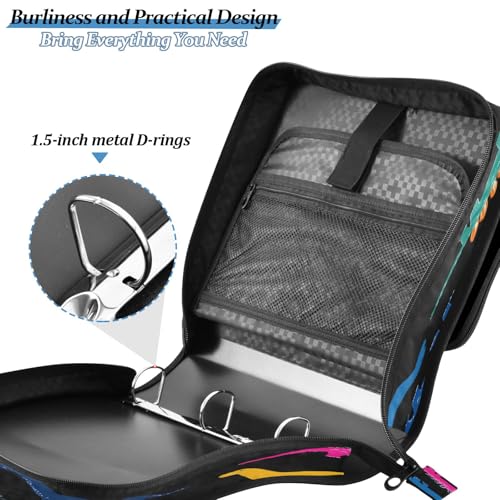 3 Ring Zipper Binder With Shoulder Strap Documents Storage Organizer Animal Dog - color: Dinosaurs Pattern