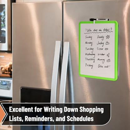 Mr. Pen- Dry Erase Board, 14” x 11” with a Black Dry Erase Marker | Lawn Green Frame, Small Mini White Board for Students, Fridge, Wall, Locker, Includes Double Sided Tapes - color: Lawn Green