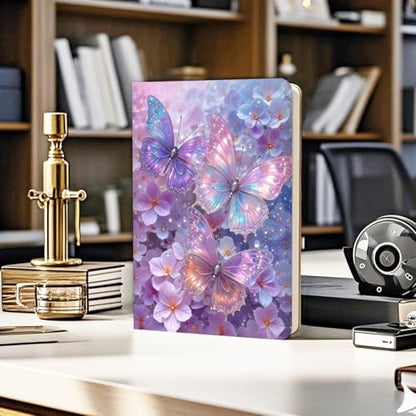 Pretty Leather Lined Journal purple fantasy butterfly Notebook 200 Pages A5 Ruled Notebooks, Aesthetic Cute Journal for Women, Purple Stuff Office Supplies, for School Office Home Gifts (5.8 x 8.3) - color: Multi 1722