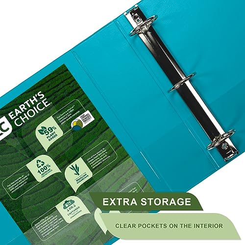 Samsill Plant-Based 3 Inch Durable Round Ring, View Binder, Eco-Friendly, USDA Certified Biobased, Single, Turquoise - color: Turquoise, size: 3", style: Single