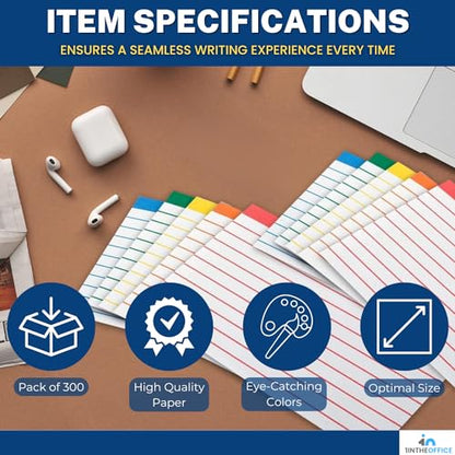 1InTheOffice Index Cards 3x5, Ruled Index Cards, Flash Cards, Assorted Colors, 300 Pack