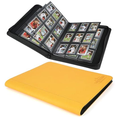 Toploader Binder,Toploader Hard Cases, 9-Pocket Pages Sleeves Hold up 288 Cards.Toploader Card Binder with Sleeves for “3×4” rigid，Card Holder(yellow1) - color: yellow1, size: 9 Pocket 288 Toploader