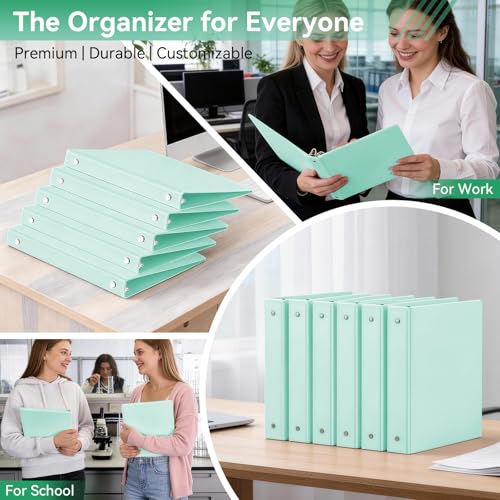 SUIN 1 Inch 3 Ring Binder, Clear 1'' View Presentation Binders with 2 Pockets, Fits 8.5 x 11 Letter Size, Durable Polypropylene, Non-Stick & PVC-Free for School, Office & Home (Pastel Green) - color: Pastel Green