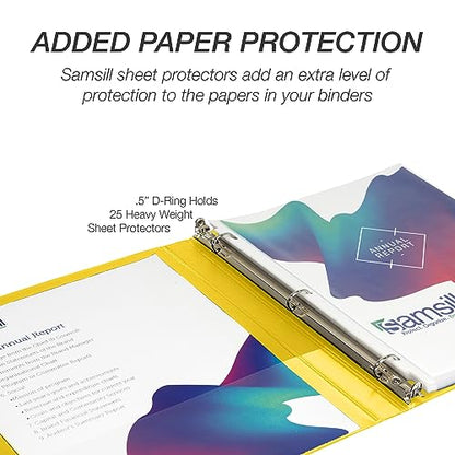 Samsill Durable 0.5 inch 3 Ring Binder, D Ring Binder, 100% Recycled Chipboard, Yellow - color: Yellow, size: 1 Pack, style: 0.5 Inch
