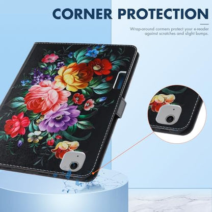 Dteck for iPad Air 13-inch Case 2024,iPad Case 12.9" Pro 6th/5th/4th/3rd Gen 2022/2021/2020/2018,Premium PU Leather Folio Stand Cover with Pencil Holder Auto Wake/Sleep Protective Cases,Peony Flower - color: 01 Peony Flower