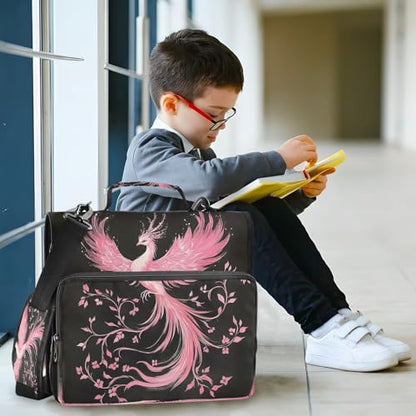3 Ring Zipper Binder Pink Bird Binders Bag with Shoulder Strap 500 Sheets Paper Organizer Trapper Keeper Documents Storage File Folder for School Office - color: A1183