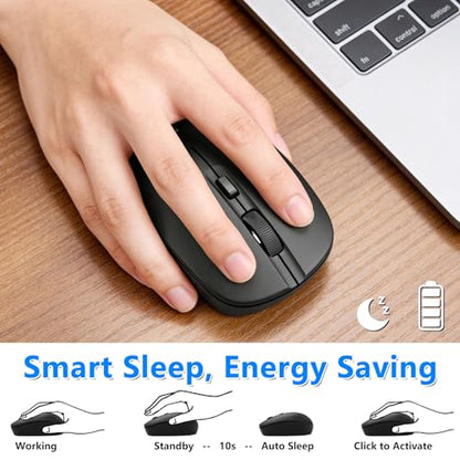 E-YOOSO Wireless Bluetooth Mouse, Compact Mini Portable Ambidextrous Computer Mouse, Smooth Tracking & 5 Adjustable DPI up to 4000 for PC, Laptop, iPad, MacBook & Apple Devices (Black)
