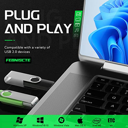 FEBNISCTE 16GB Flash Drive,Thumb Drive 10 Pack,Memoria USB 2.0 | Multi-Coloured, USB Thumb Drive 16gb Swivel mit 10 Cords Jump Drive Stick with LED Light for Data Storage/Transfer - size: 16GB