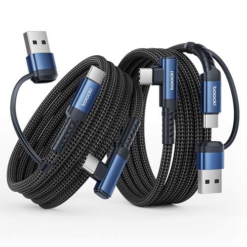 60W USB C Cable, [2-Pack,3.3FT] Right Angle Type C Fast Charging Cable 2 in 1 Multi USB A/C to USB-C Cable for iPhone 17 16 15 Pro Plus Pro Max Air/MacBook Air/Samsung S25 Ultra/S24/ Note 20 - size: 3.3FT+3.3FT